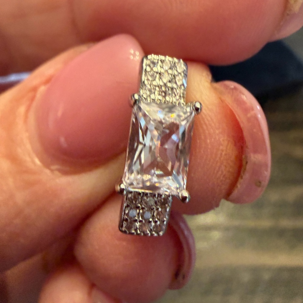 Classic Silver-Tone Clear CZ Drop Earrings - Picture 2 of 7